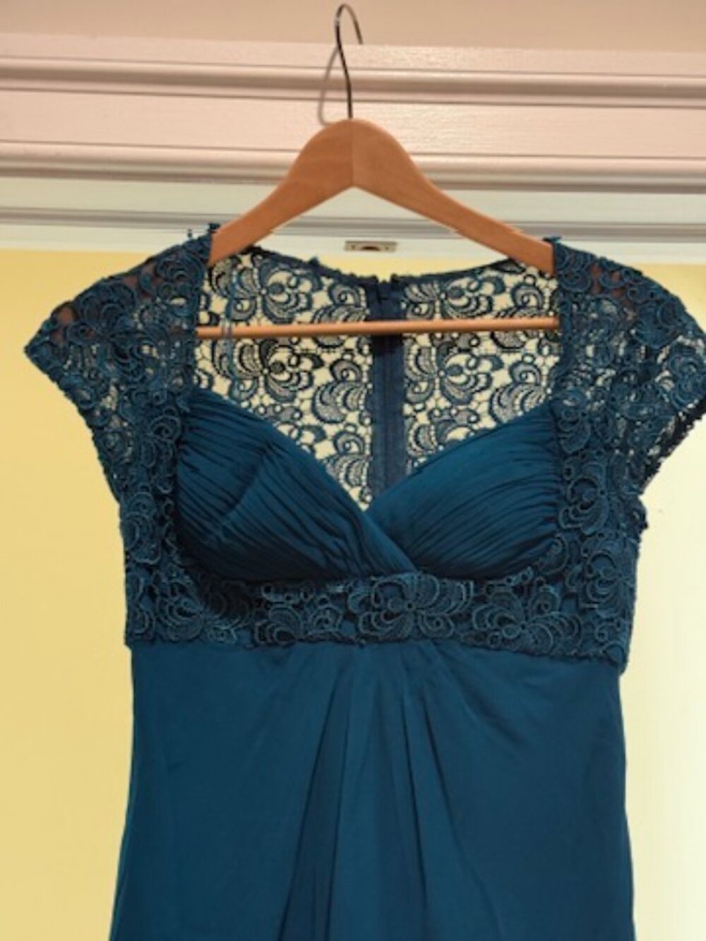 Aidan Mattox Teal Lace Bodice Silk Gown Size 0